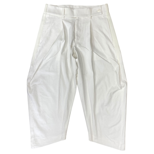 【新品】ISSEY MIYAKE イッセイミヤケ ズボン パンツ ボトムス 長ズボン ワイドクロップドパンツ ポリエステル 綿 麻 ホワイト (サイズ 3)拍卖