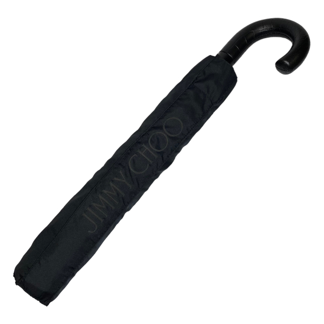 JIMMY CHOO ジミーチュウ 傘 カサ 小物 ワンタッチ 自動開閉 八本針 ロゴ ナイロン シルエット デザイン 総柄 ブラック拍卖