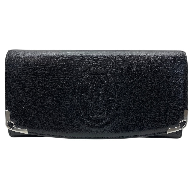 Cartier カルティエ マルチェロ 財布 長財布 ロングウォレット 二つ折り財布 折財布 ロゴ レザー ブラック 黒拍卖