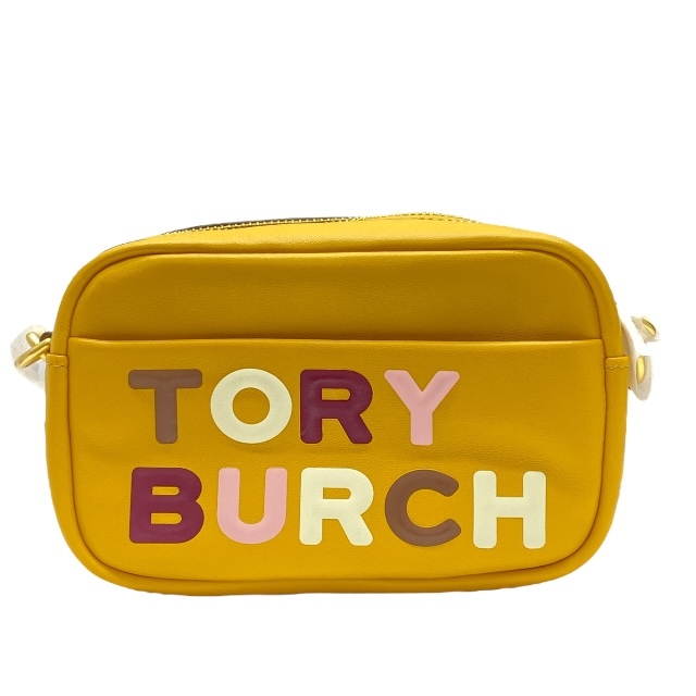 【未使用】TORY BURCH トリーバーチ ショルダーバッグ クロスボディバッグ ミニバッグ 肩掛け 斜め掛け ロゴ レザー イエロー拍卖