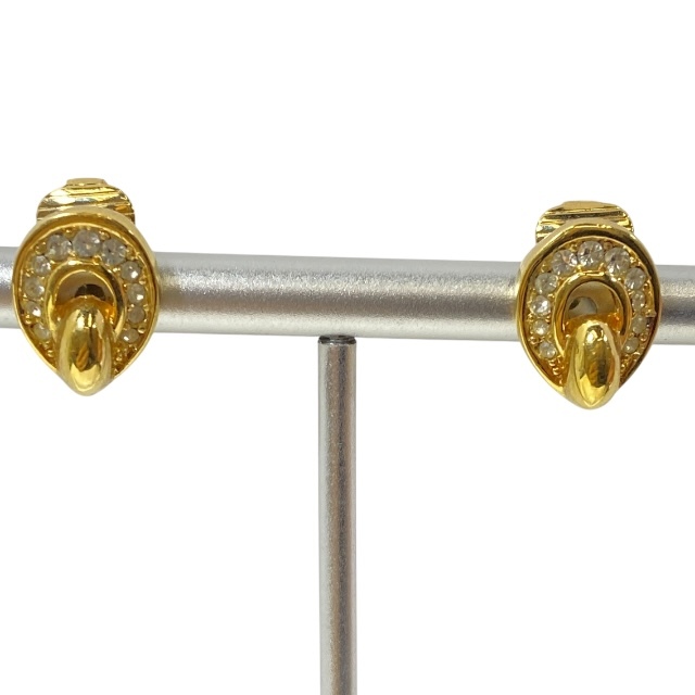 Christian Dior ディオール イヤリング アクセサリー ジュエリー 小物 ロゴ GP ラインストーン ゴールド拍卖