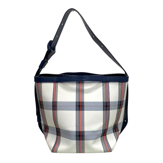 ジェイアンドエムデヴィッドソントン バッグ ハンドバッグ ワンショルダーバッグ チェック柄 キャンバス レザー ホワイト マルチカラー拍卖