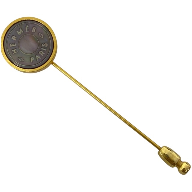 HERMES エルメス セリエ ピンブローチ アクセサリー 小物 ロゴ GP ゴールド拍卖