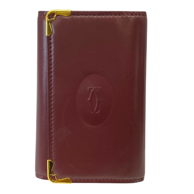 Cartier カルティエ マストライン 6連 キーケース コンパクト 小物 レザー ボルドー ゴールド金具拍卖