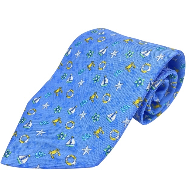 Salvatore Ferragamo サルヴァトーレ フェラガモ ネクタイ アクセサリー 小物 総柄 シルク ライトブルー マルチカラー拍卖