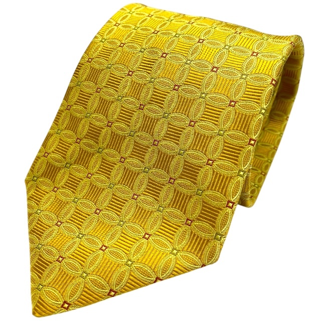 Salvatore Ferragamo サルヴァトーレ フェラガモ ネクタイ アクセサリー 小物 総柄 ロゴ シルク イエロー拍卖