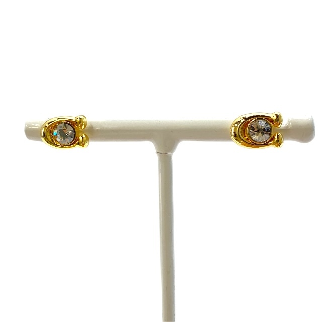 COACH コーチ ピアス アクセサリー ジュエリー 小物 ロゴ ストーン GP ゴールド拍卖