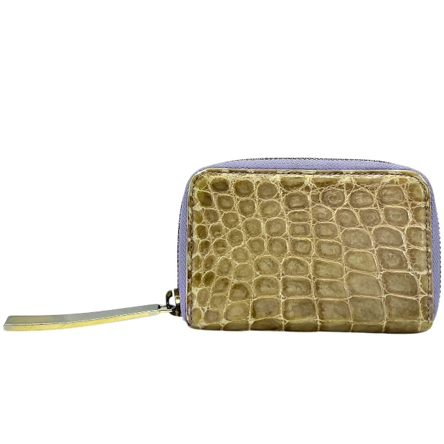 IKEDA Kohgei 池田工芸 コインケース 小銭入れ コンパクトウォレット ミニ財布 ラウンドファスナー クロコダイル ベージュ パープル拍卖