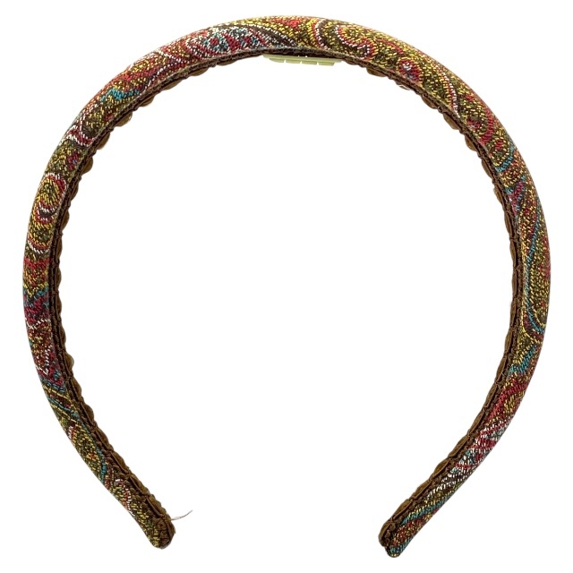 ETRO エトロ カチューシャ ヘアアクセサリー 小物 総柄 シルク ブラウン マルチカラー拍卖