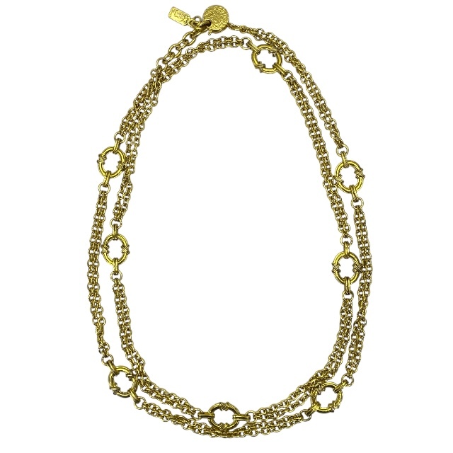 SAINT LAURENT イブサンローラン 2連 ネックレス アクセサリー ジュエリー 小物 チェーンネックレス GP ゴールド拍卖