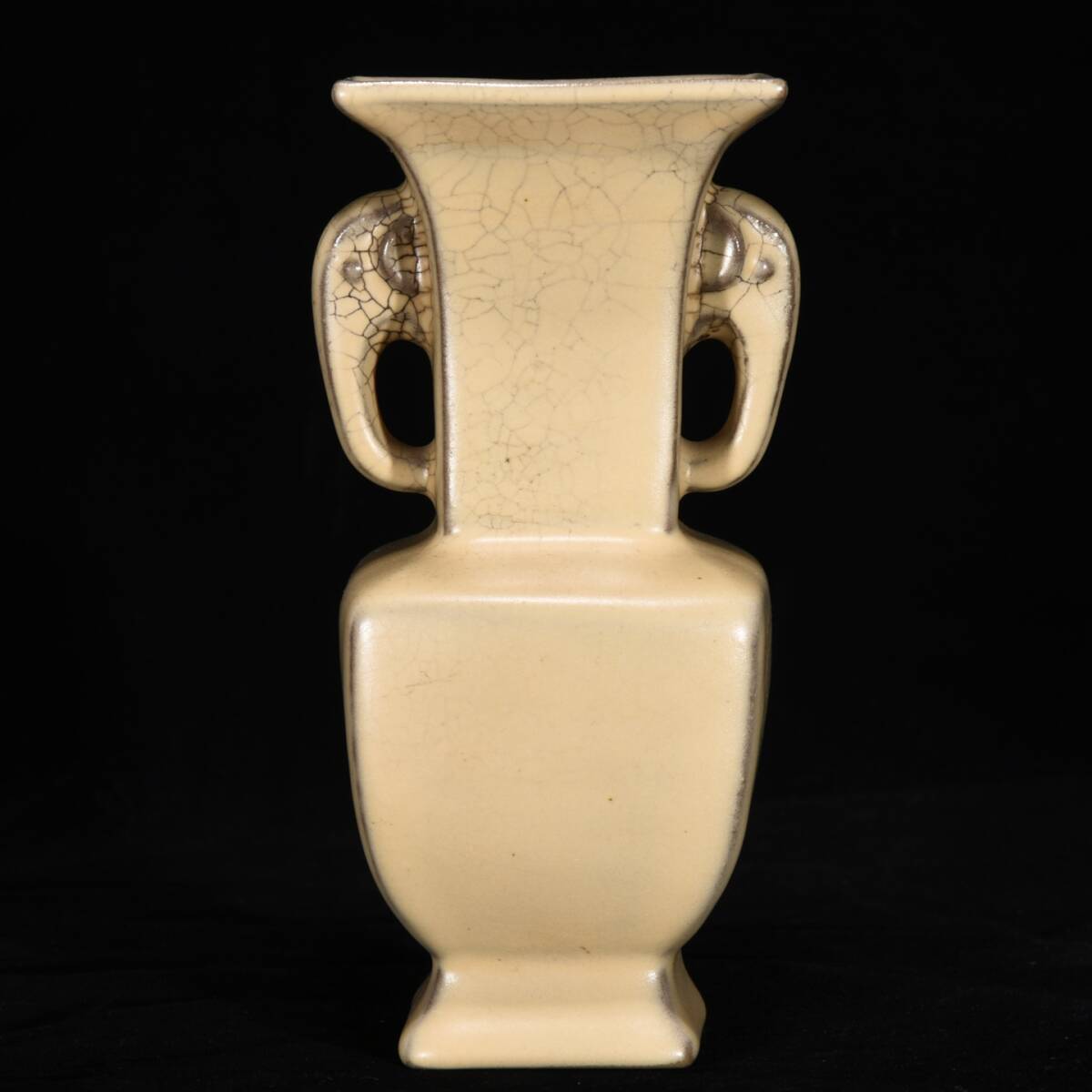 宋時代 古陶磁器 哥窯 象鼻瓶 花瓶 賞瓶 置物 極細工 古賞物 古美味 東洋彫刻 時代物 骨董 中国古美術拍卖