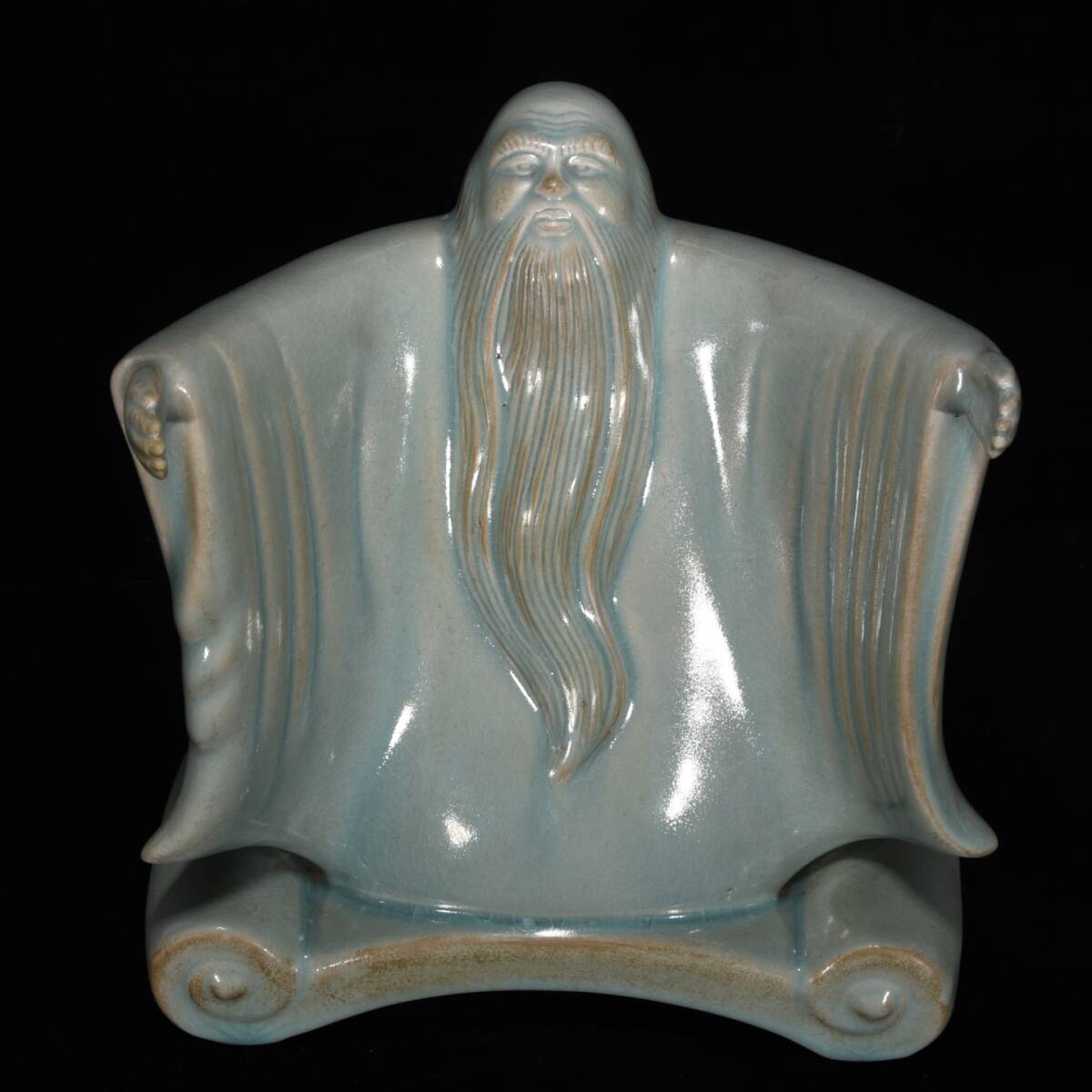 宋時代 古陶磁器 汝窯 老子問天 置物 賞物 極細工 古賞物 古美味 東洋彫刻 時代物 骨董 中国古美術拍卖