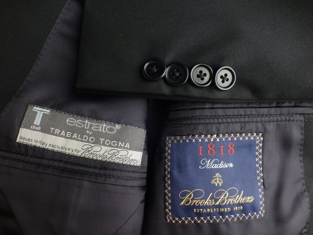 ◆BROOKS BROTHERS スーツ 42R W91 美品 黒 イタリア生地 170恰幅良 ブルックスブラザーズ拍卖