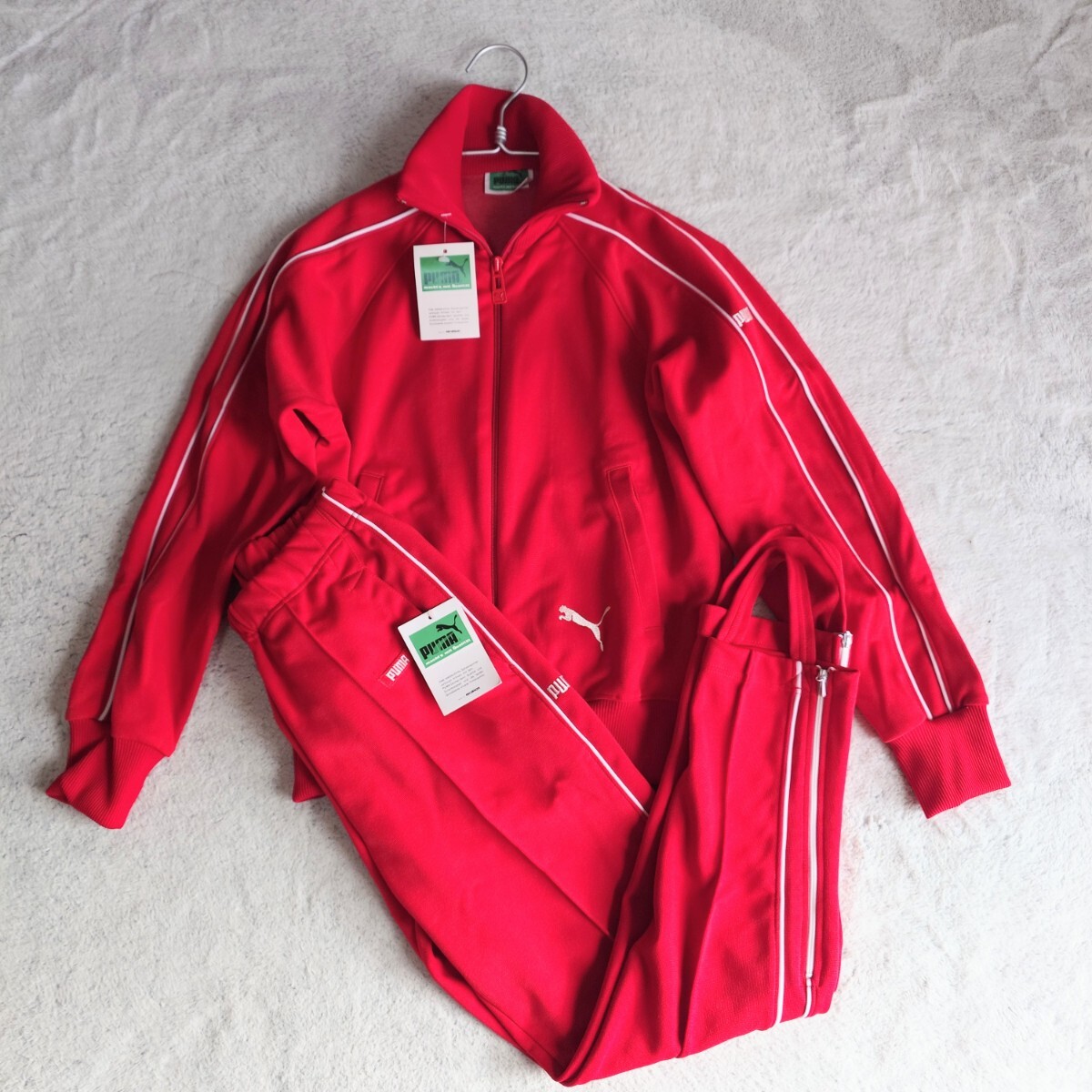 激レア タグ付きプーマPUMA ヒットユニオン ヴィンテージ 80s セットアップジャージ 赤 XSサイズ拍卖