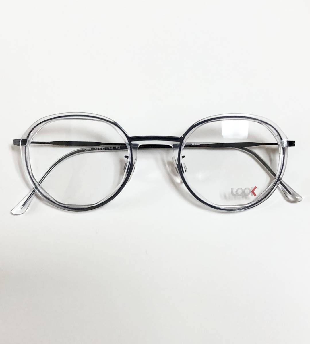 完全処分価格 定価41,000円 イタリア製 LOOK OCCHIALLI 黒 メガネ クラウンパント 純正ケースと純正クロス付き Crown panto拍卖