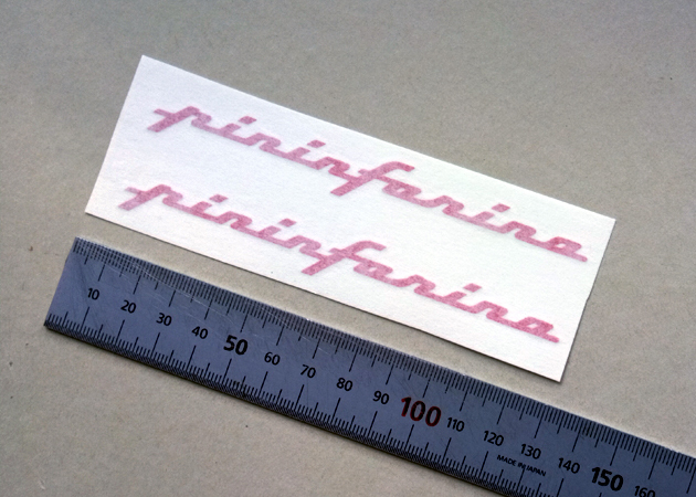 ピニンファリーナ カッティング文字ステッカー 赤 2枚セット 12.0cm拍卖