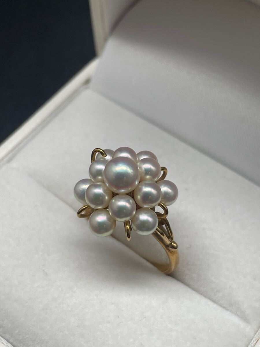 K18 ベビーパール リング 13号 パール3.2〜5.2mm 約4.2g 指輪 18金 22348拍卖