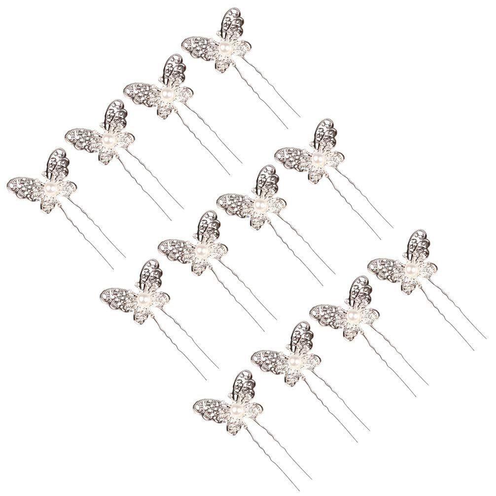Frcolor お蝶 Uピン 12本セット ヘッドドレス ヘアピン 蝶 ヘッドドレス 女の子 かんざし 髪飾り 結婚式 発表会 ヘアアクセサリ 12本セット拍卖