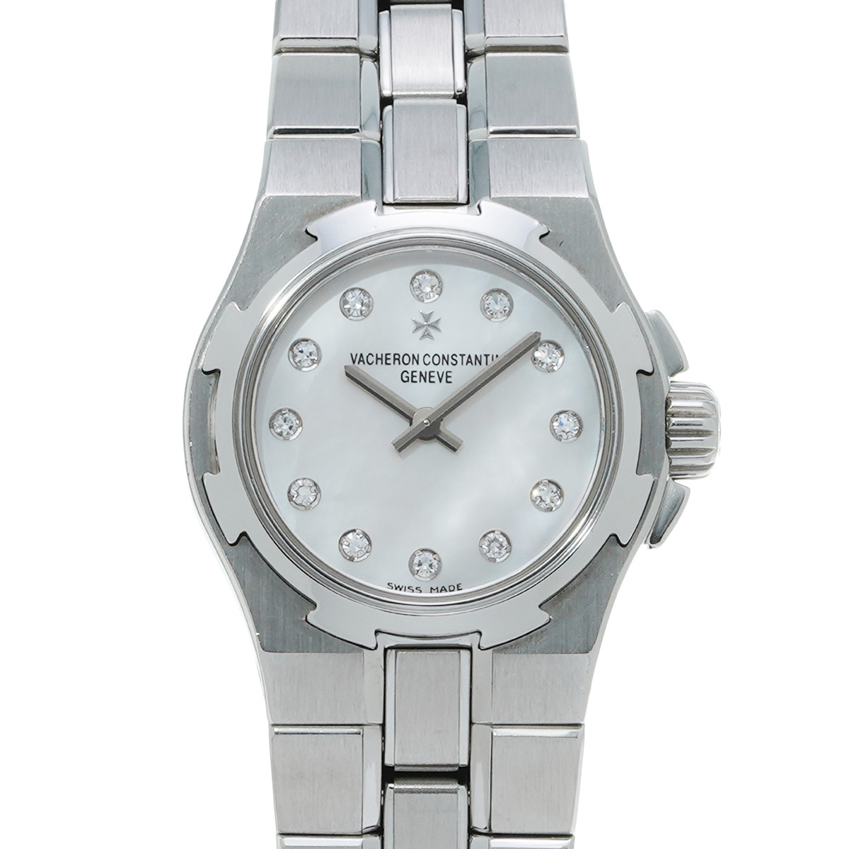 ヴァシュロンコンスタンタン オーヴァーシーズ 24mm 12Pダイヤ ホワイトシェル/ダイヤモンド レディース 腕時計 クォーツ 中古 銀蔵拍卖