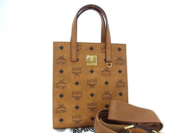 ■新品同様■ MCM エムシーエム モノグラム ヴィセトス柄 レザー 2WAY ハンドバッグ トート ショルダー レディース ブラウン系 FJ5490拍卖