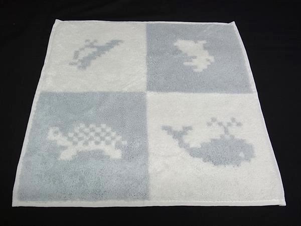 ■新品同様■ HERMES エルメス アニモー ピクセル カレタオル コットン100% ベビータオル ハンドタオル ハンカチ ブルー系 FM6685拍卖