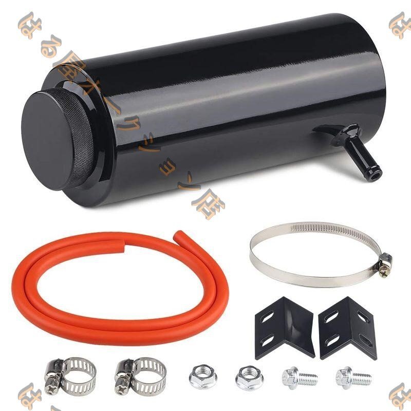 ラジエーター リザーバー タンク 円筒型 ホース 付き シルバー ブラック ブルー 車 カスタム 汎用 ラジエター リザーブ パーツ拍卖