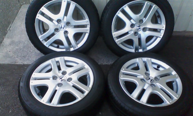 美品!ホンダGDフィットRS純正アルミ15X6J+53とB/Sエコピア185/55R15バリ山タイヤ付き、4本セット!格安!拍卖