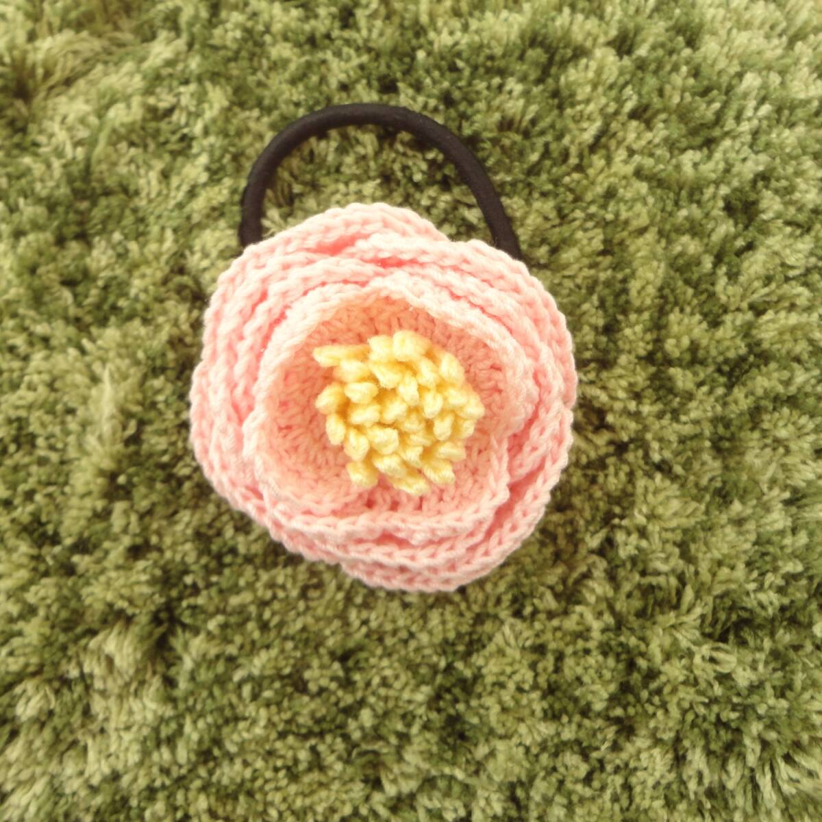 ホンモノみたい!?な椿のヘアゴム*ピンク*ハンドメイド*レース編み*b790*∵再販×7∵拍卖