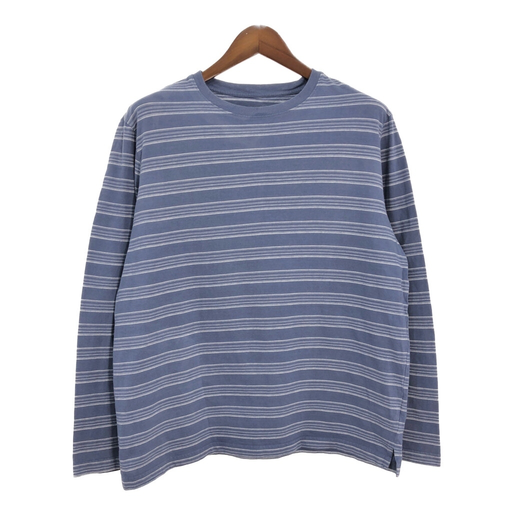GEORGE 長袖Tシャツ ボーダー ネイビー(メンズ L)中古 古着 T6463拍卖