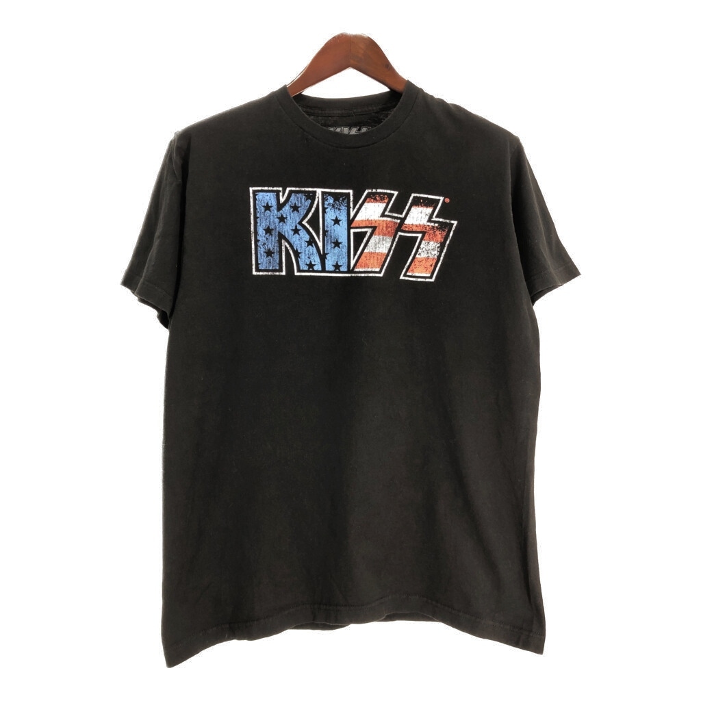 KISS キッス 半袖Tシャツ バンド ブラック(メンズ L)中古 古着 T6696拍卖