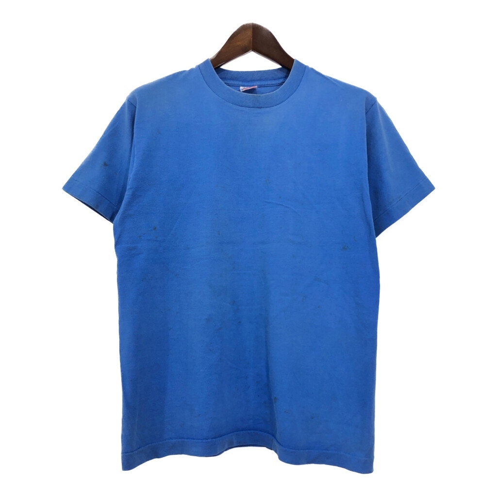 90年代 USA製 FRUIT OF THE LOOM フルーツオブザルーム 半袖Tシャツ 無地 ブルー(メンズ M)中古 古着 T7253拍卖