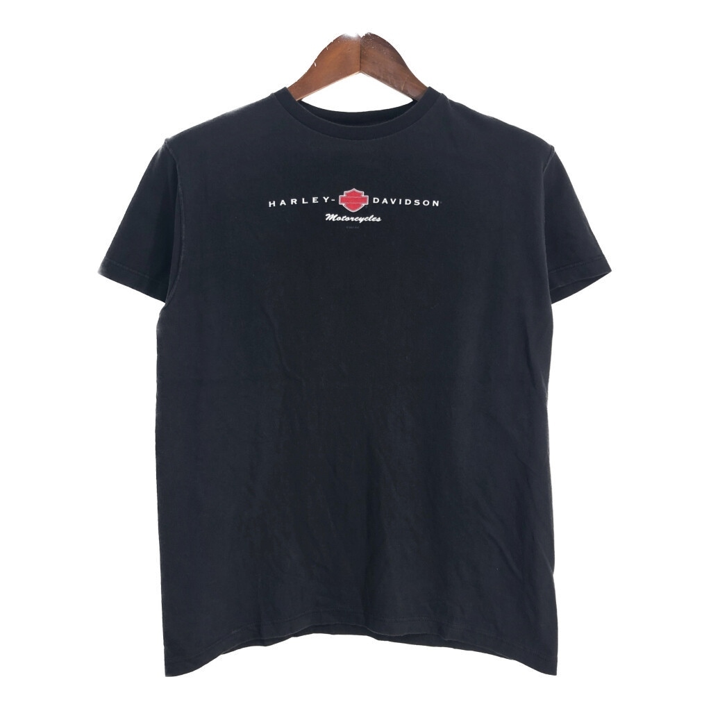 00年代 USA製 HARLEY DAVIDSON ハーレーダビッドソン 半袖Tシャツ モーターサイクル ブラック(メンズ M)中古 古着 T8237拍卖