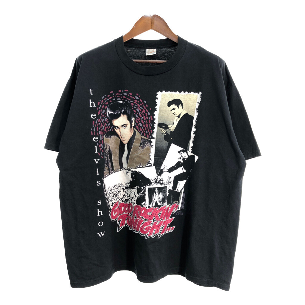 90年代 USA製 Elvis Presley エルヴィス・プレスリー 半袖Tシャツ ブラック(メンズ 2X)中古 古着 T8989拍卖