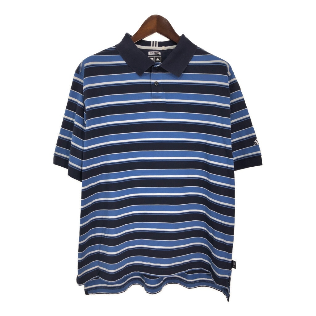 adidas アディダス ポロシャツ スポーツ ボーダー ネイビー(メンズ XL)中古 古着 T8857拍卖