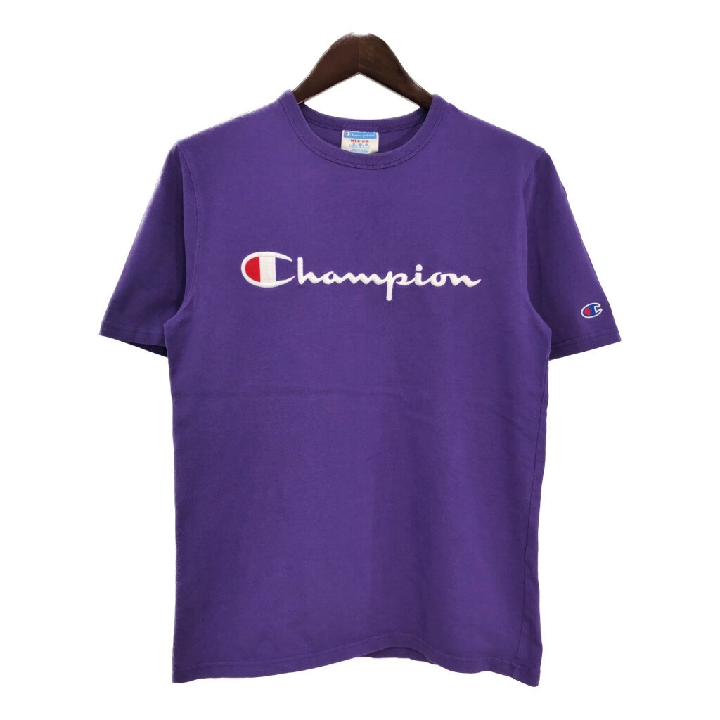 Champion チャンピオン ロゴ 半袖Tシャツ パープル(メンズ MEDIUM)中古 古着 T8486拍卖