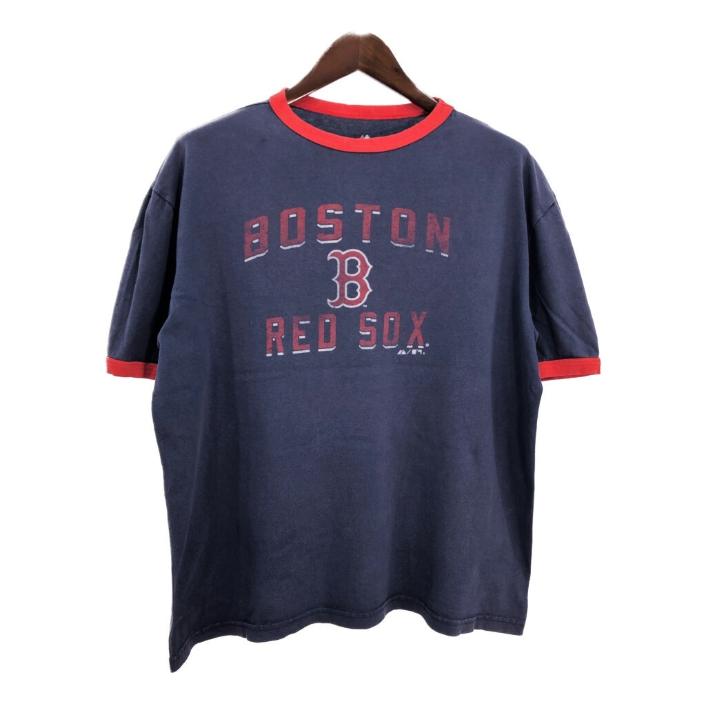 Majestic マジェスティック MLB ボストン・レッドソックス リンガーTシャツ プロチーム メジャーリーグ(メンズ XL)中古 古着 T9535拍卖