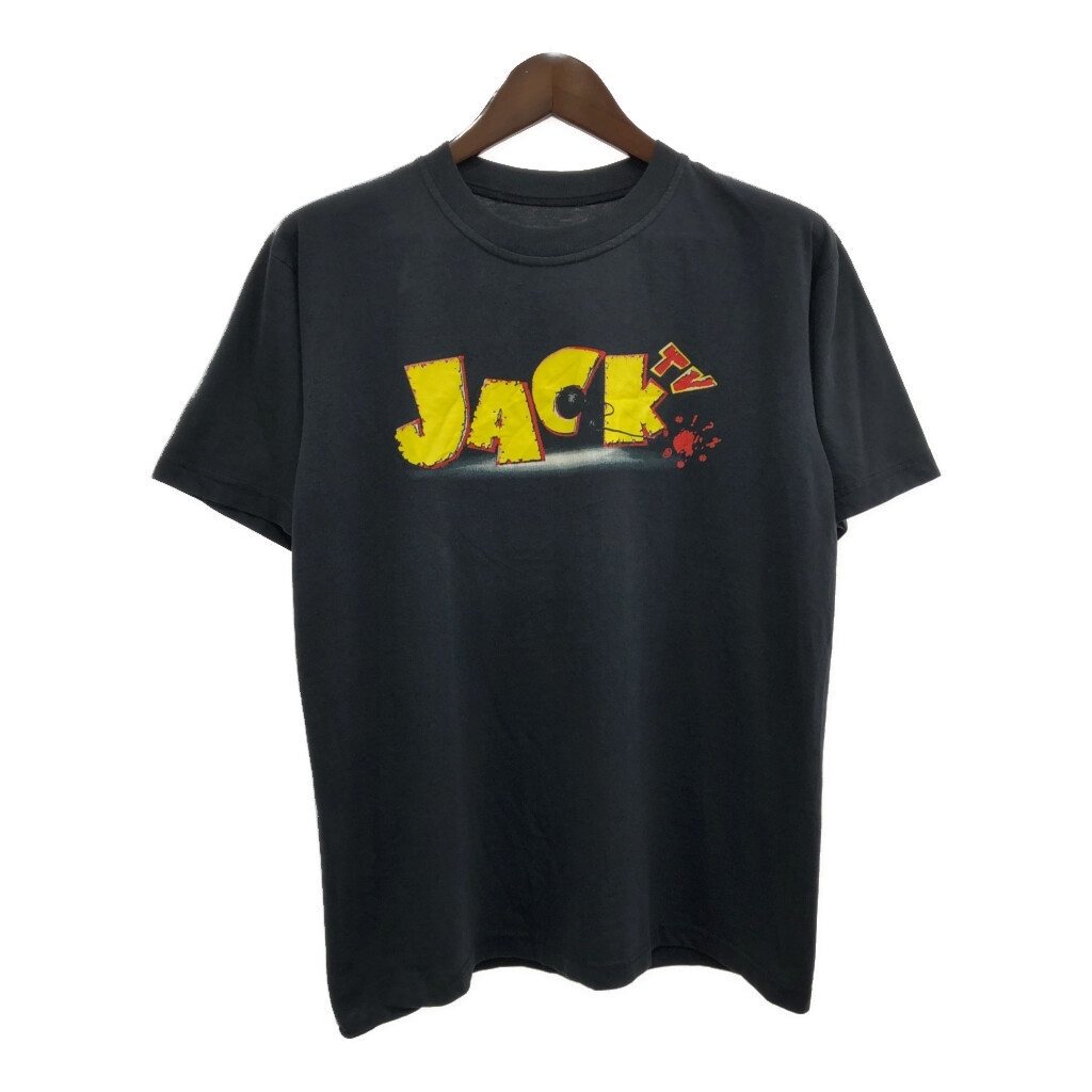 JACK TV 半袖Tシャツ ロゴ ブラック(メンズ M相当)中古 古着 T9662拍卖