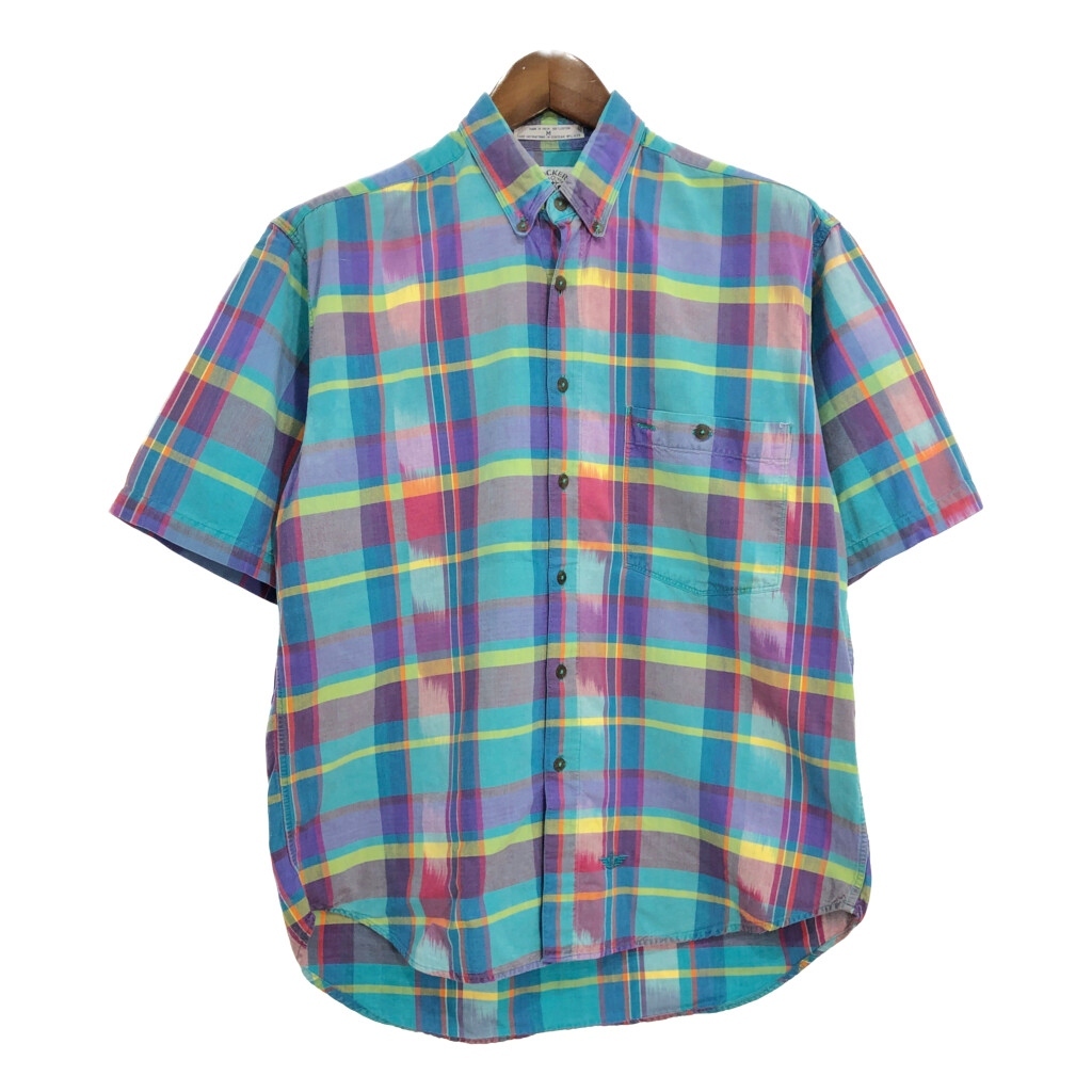 90年代 DOCKERS ドッカーズ ボタンダウン 半袖シャツ チェック マルチカラー(メンズ M)中古 古着 T9686拍卖
