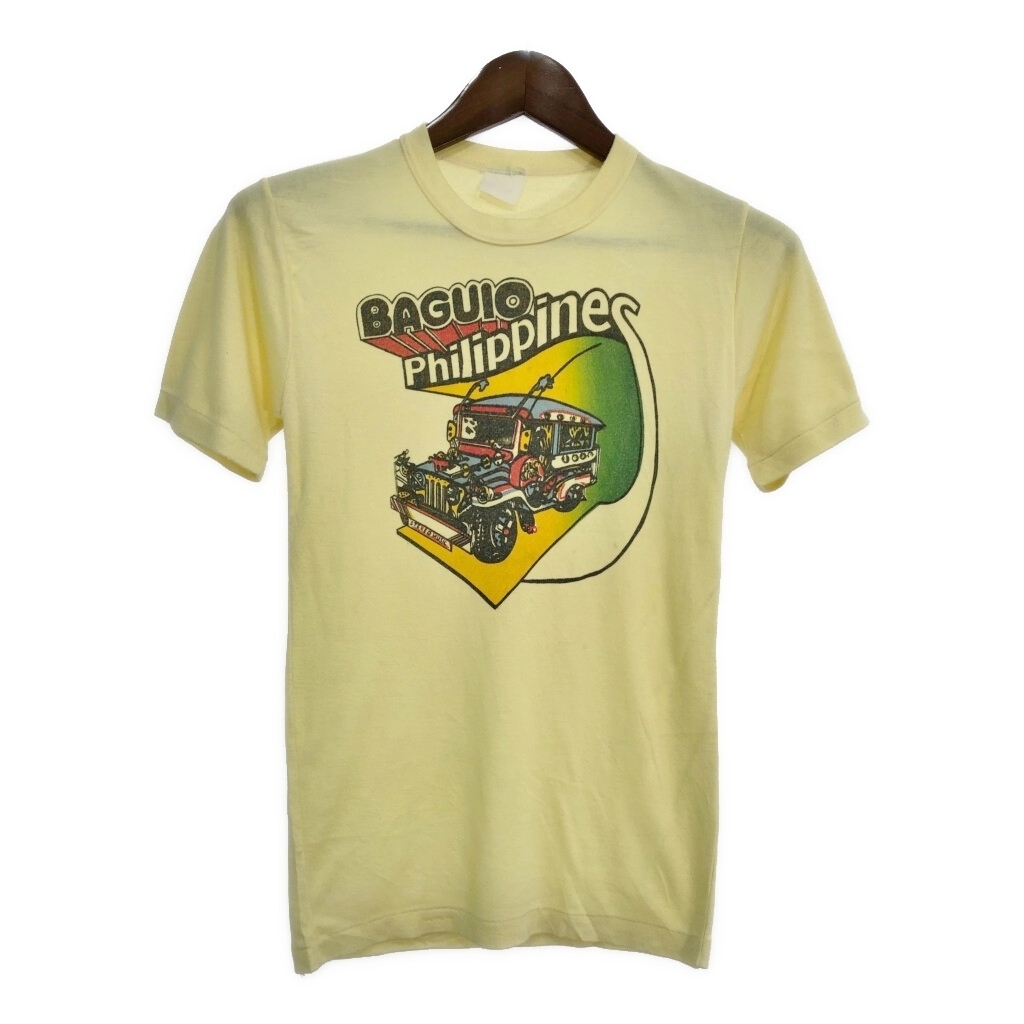 80年代 スーベニア フィリピン バギオ 半袖Tシャツ イエロー(メンズ XXS)中古 古着 T9869拍卖