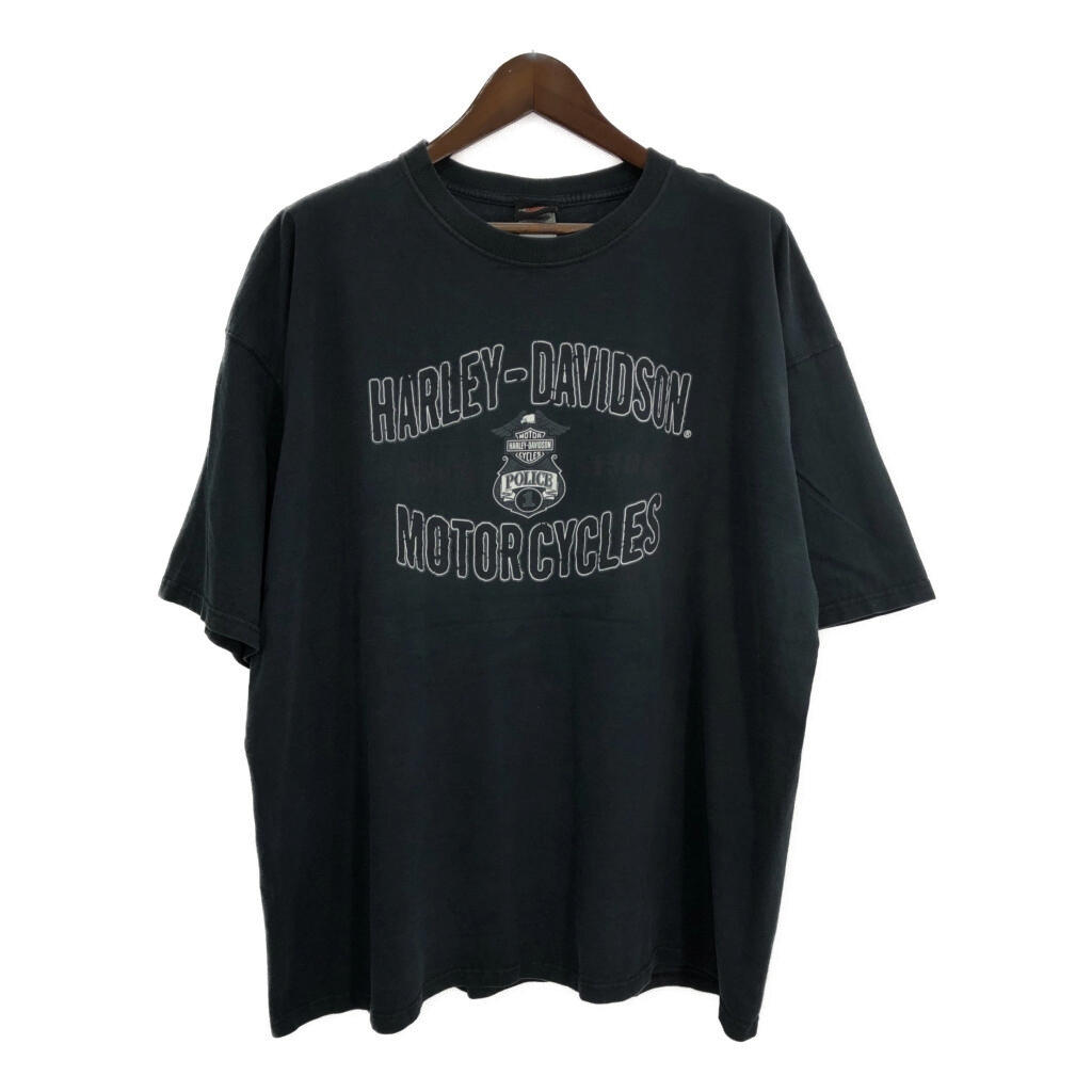 HARLEY DAVIDSON ハーレーダビッドソン 半袖Tシャツ 大きいサイズ モーターサイクル ブラック(メンズ 3XL)中古 古着 T9937拍卖