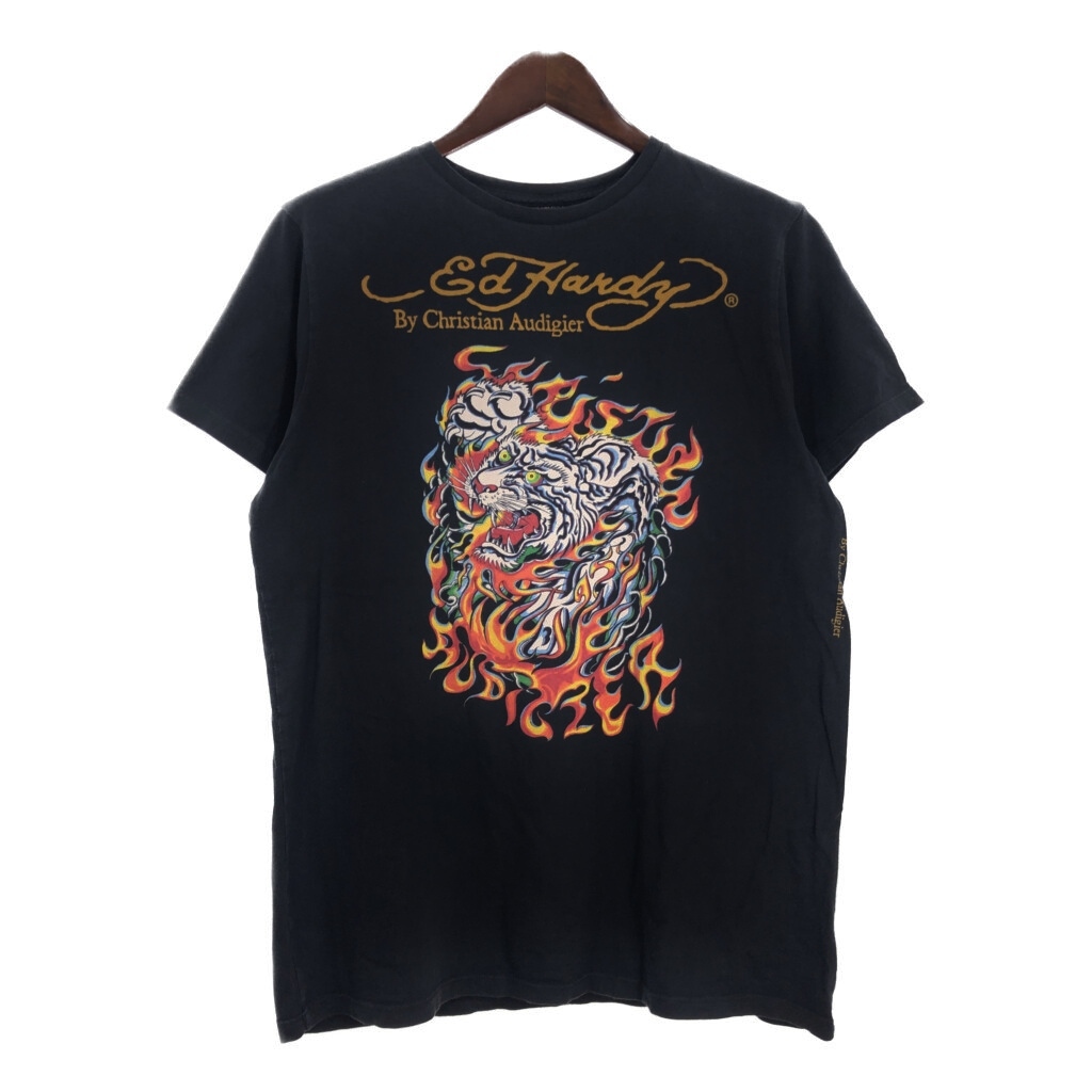 USA製 Ed Hardy エドハーディー 半袖Tシャツ 大きいサイズ アート ブラック(メンズ XXL)中古 古着 T9967拍卖