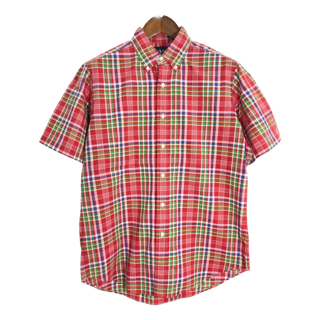 RALPH LAUREN ラルフローレン ボタンダウン 半袖シャツ チェック レッド(メンズ M)中古 古着 U0032拍卖