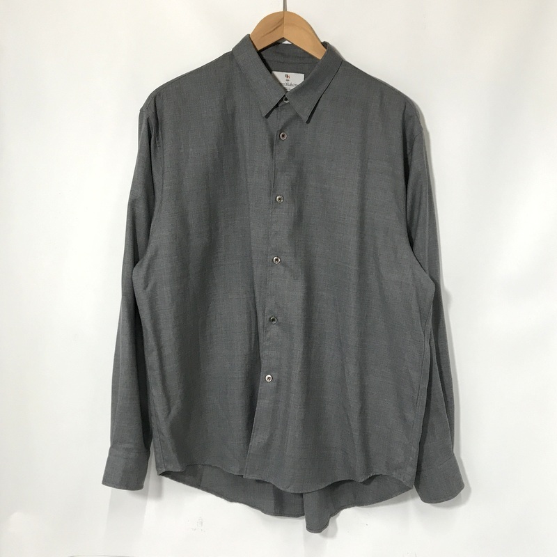 MB ウール 長袖シャツ HBW003 ロングスリーブ ボタンダウンシャツ 無地 シンプル カジュアル 古着 Mサイズ エムビー トップス A13578◆拍卖