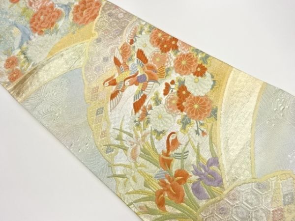 ys7348340; 宗sou 佐賀錦引箔花鳥に古典柄模様織出し袋帯【着】拍卖