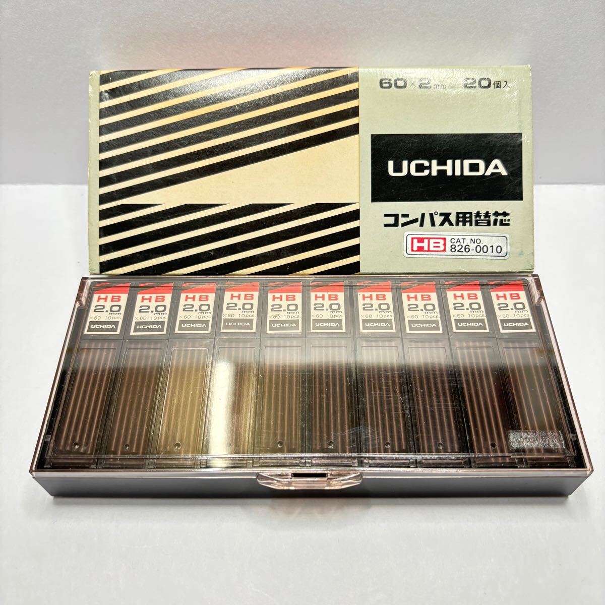 【新品未使用】【廃番】【希少品】UCHIDA コンパス 芯 60×2㎜ HB 20個 昭和レトロ 476拍卖