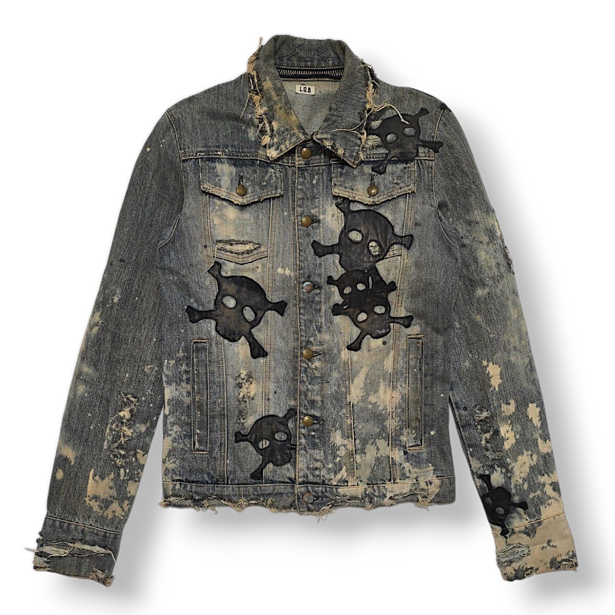 00s L.G.B. SKULLS PATCH DENIM JACKET ルグランブルー スカル ジャケット 90s archive vintage lgb ifsixwasnine kmrii 14th addiction拍卖
