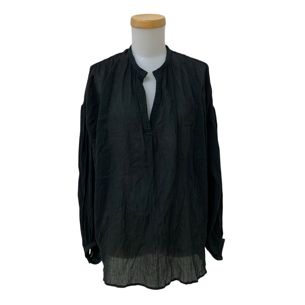 B450-61 johnbull ジョンブル ブラウス プルオーバー 薄手 ゆったり 長袖 コットン 100% ブラック 黒 レディース F 日本製拍卖