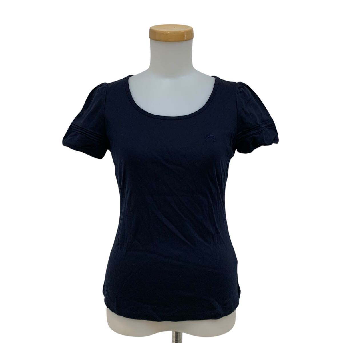 B450-68 BURBERRY BLUE LABEL バーバリーブルーレーベル 半袖 Tシャツ シャツ カットソー トップス ネイビー 紺 レディース 38拍卖