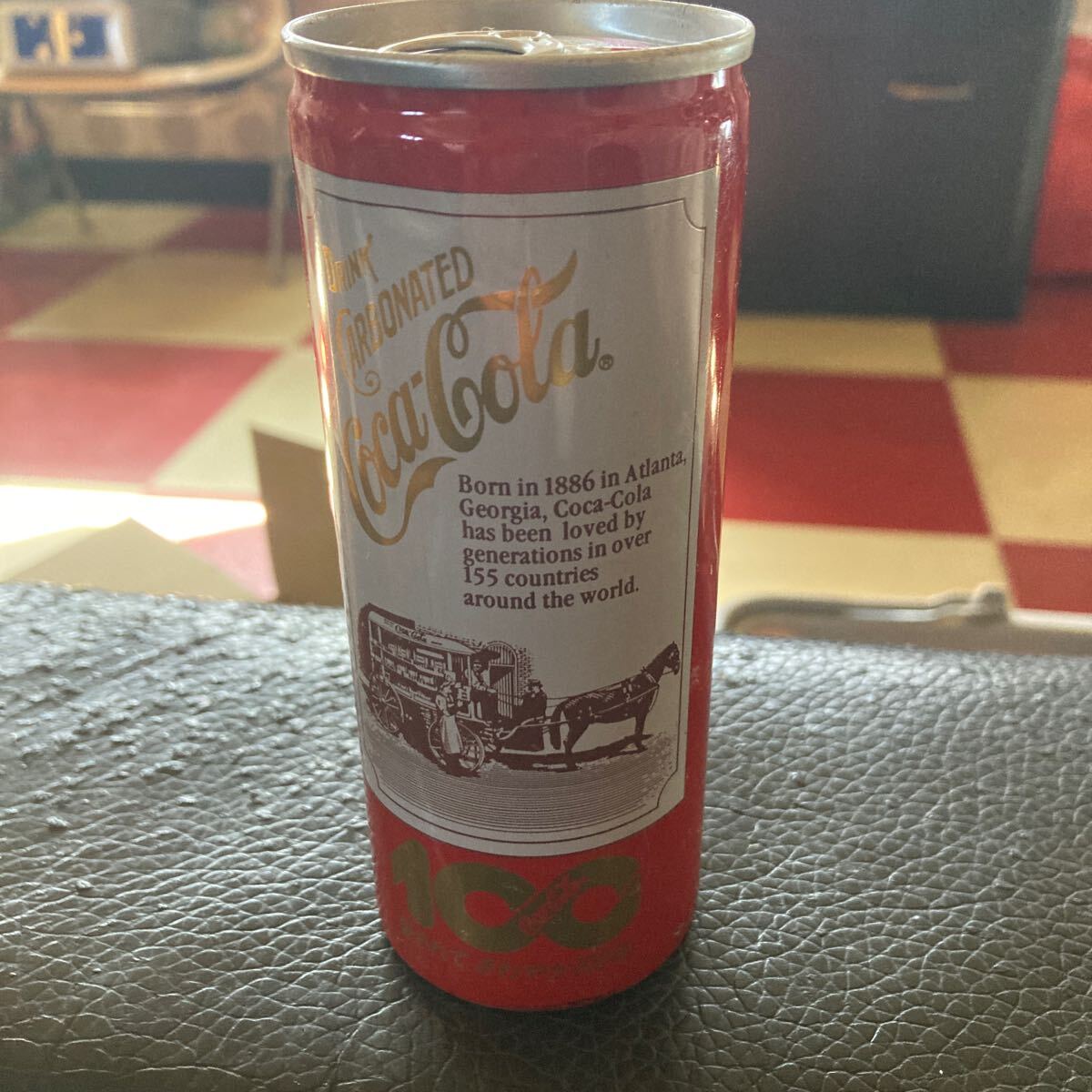 1986年 希少スリム缶 100年周年記念缶 DRINK アルミ缶 CARBONATE Coca-Cola 中京 コカ・コーラ 250 当時物 ガレージ ペプシ マッコイ 東洋拍卖