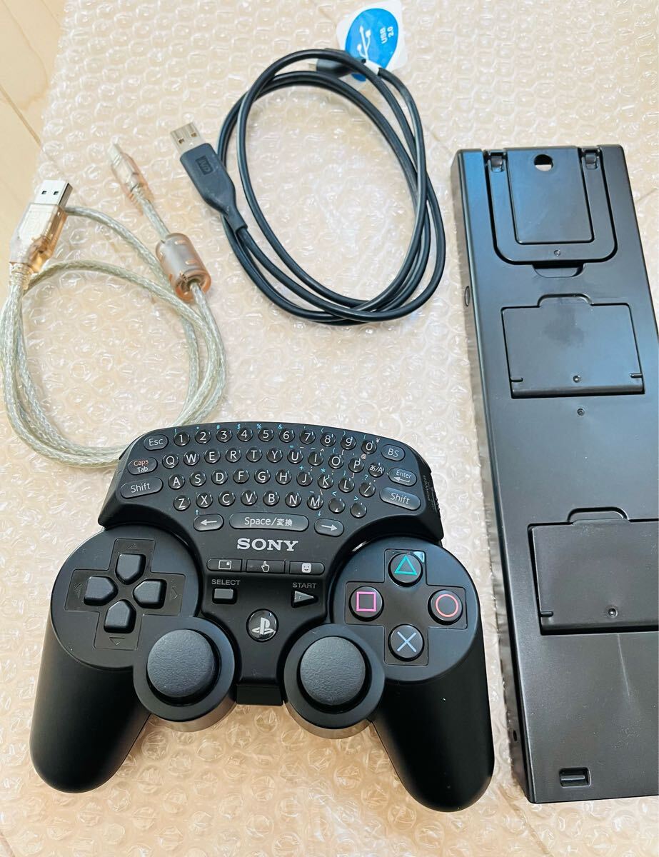 【ワイヤレスキーパッド付き!】SONY PS3 ワイヤレスコントローラー(CECH-ZC2J)+(CECH-ZK1JP) / ケーブル2本&スタンドおまけ拍卖